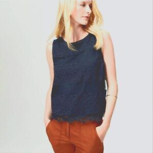 NWT LOFT NAVY BLUE LACE COVERED TANK TOP SZ. M